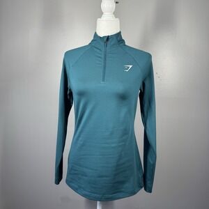 GYMSHARK Quarter Zip Pullover Performance Long Sleeve‎ Mock Neck Shirt Small